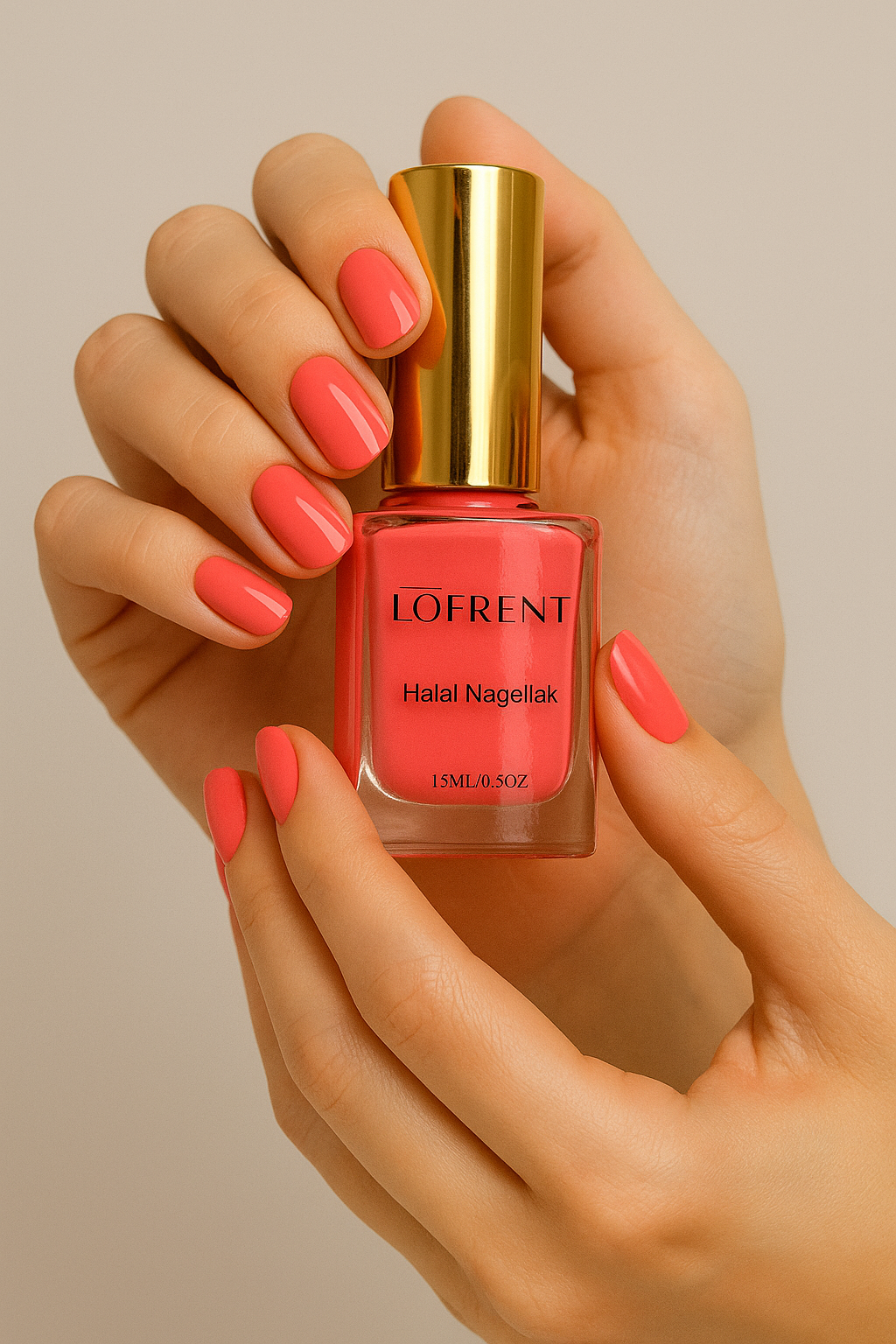 Halal Nagellak op Waterbasis - Peel -Off - 15 ML- Coral Bloom - Lofrent Cosmetics